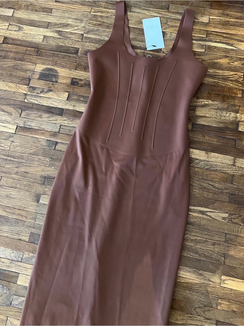 Zara Brown Maxi Bodycon Tank Dress